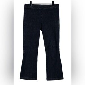The Row cropped flared elasticized waist denim jeans Blue cotton blend .